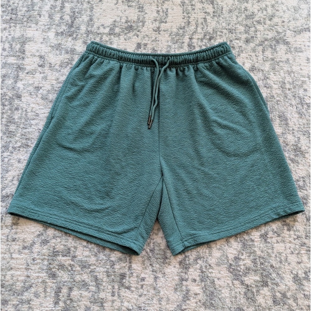 Negative Space Textured Shorts Mens Sz L Elastic Waist Drawstring Casual Lounge